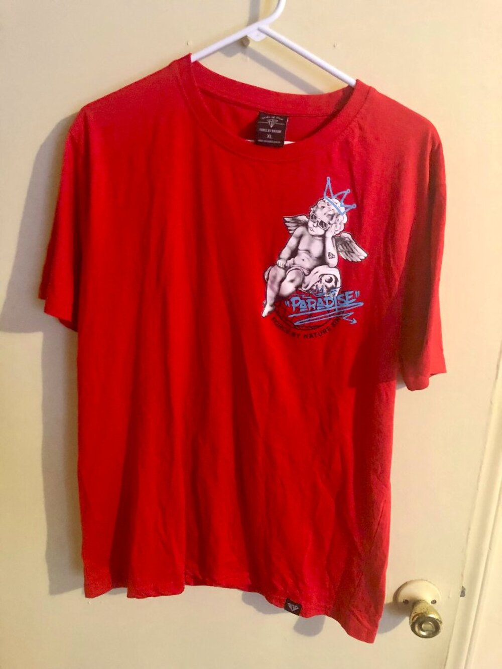 State of One Force By Nature Men’s XL Red Graphic Tee Paradise Cherub Streetwear